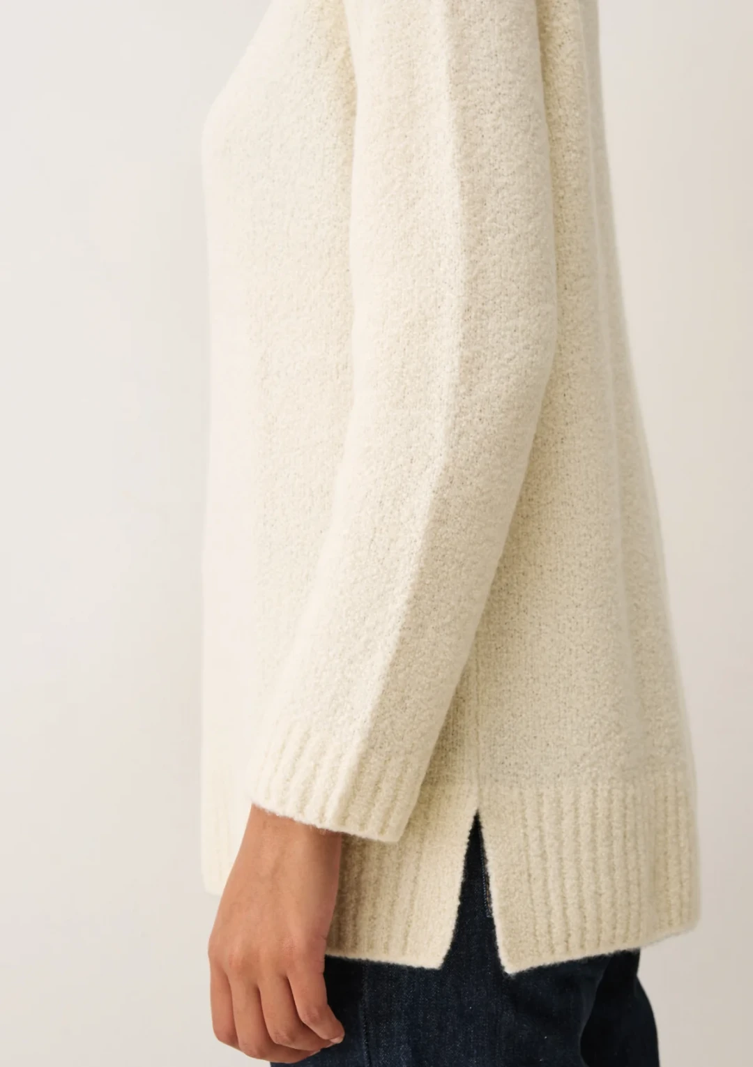Boucle Sweater in Ivory by LOOP Cashmere on curated-crowd.com