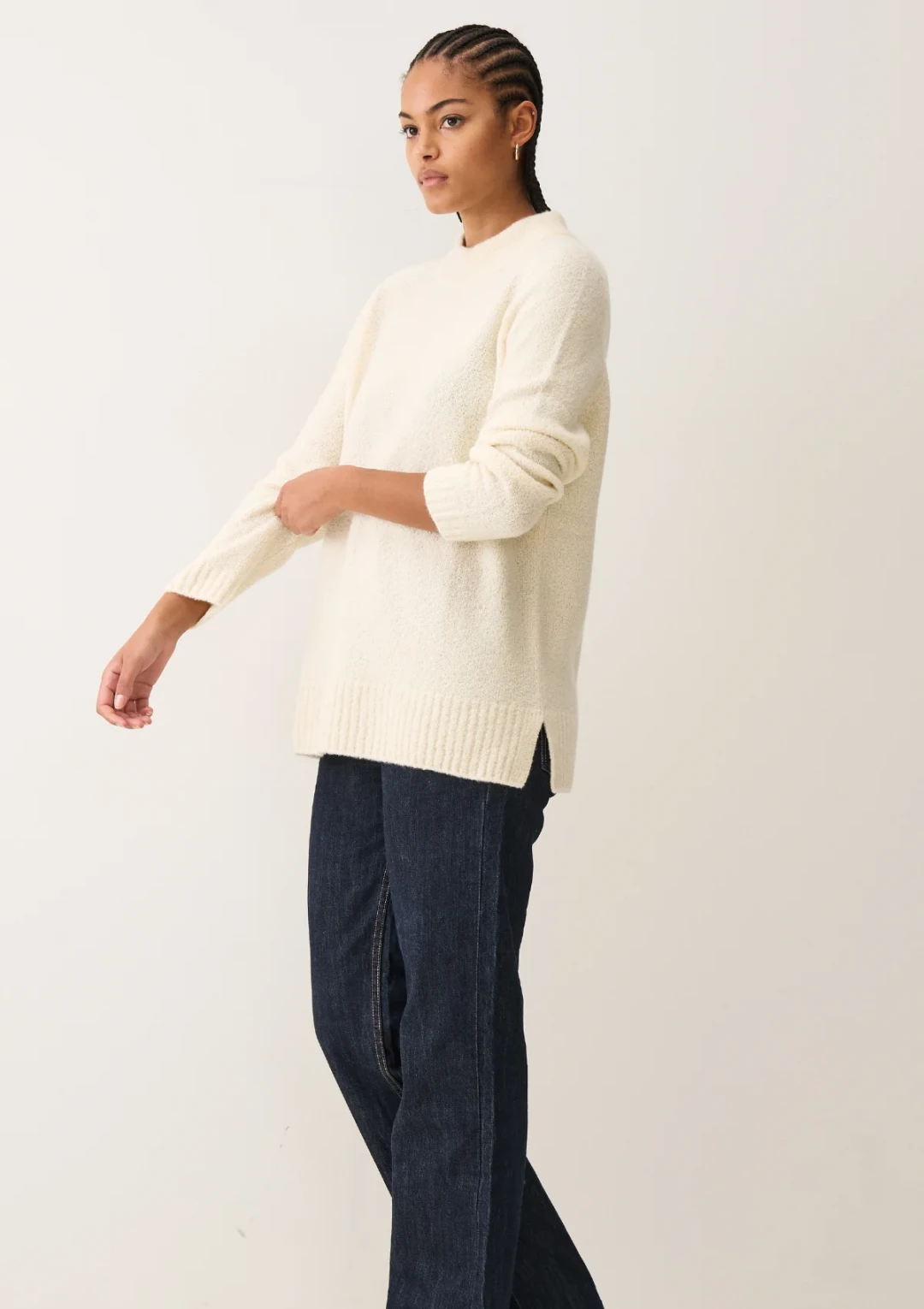 Boucle Sweater in Ivory by LOOP Cashmere on curated-crowd.com
