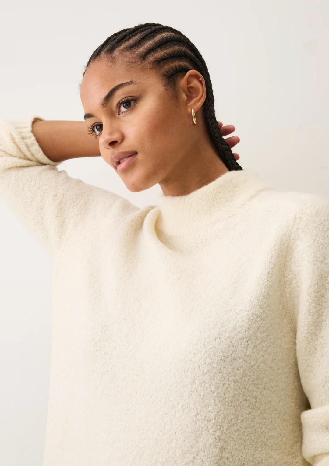 Boucle Sweater in Ivory by LOOP Cashmere on curated-crowd.com