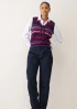 Chevron Stitch Tank in Pink & Navy Mix by LOOP Cashmere on curated-crowd.com