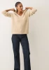 Boucle Hooded Sweater in Smoke Beige by LOOP Cashmere on curated-crowd.com