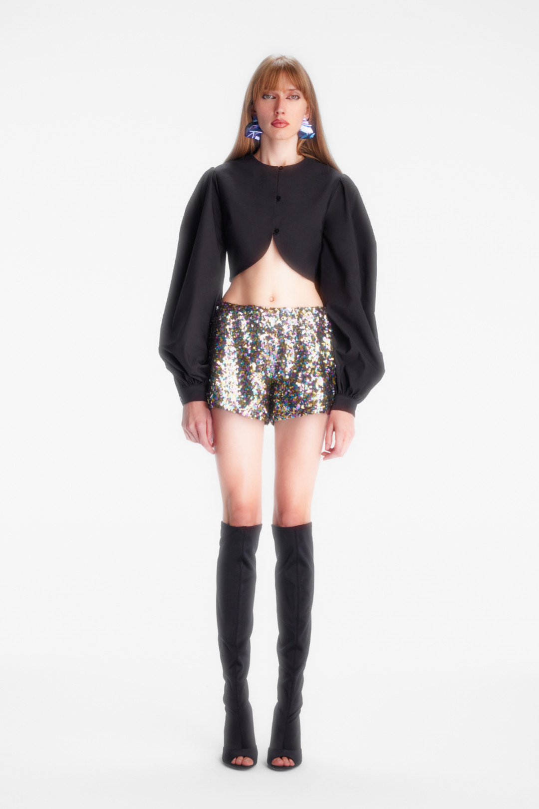 KIKI BALOON SHIRT / BLACK by NAIA on curated-crowd.com