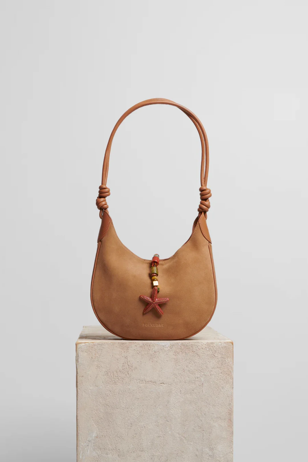 Boho Bag Small in Beige Suede by Folklore on curated-crowd.com