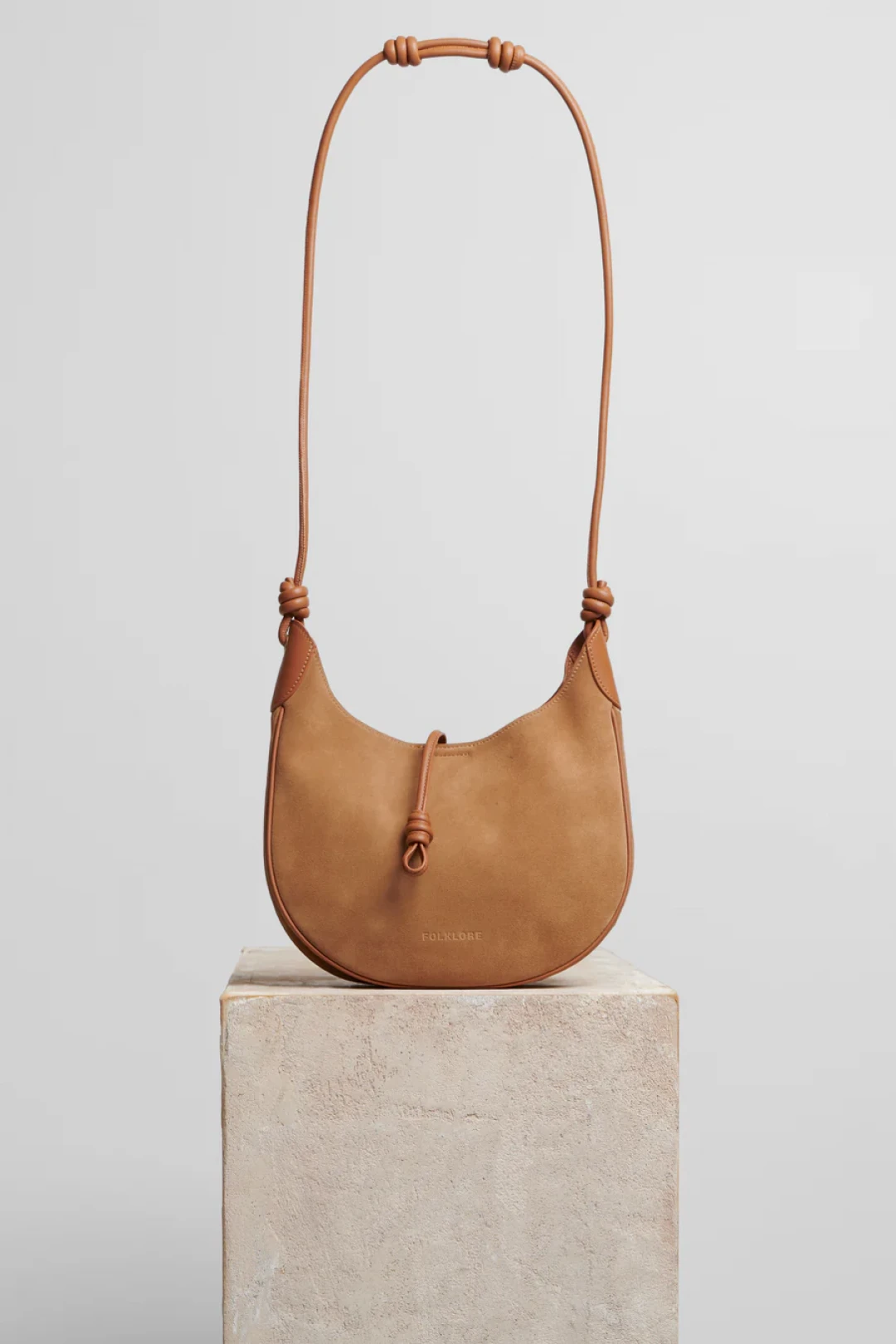 Boho Bag Small in Beige Suede by Folklore on curated-crowd.com