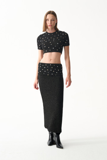 LENA SKIRT / BLACK STONED by NAIA on curated-crowd.com