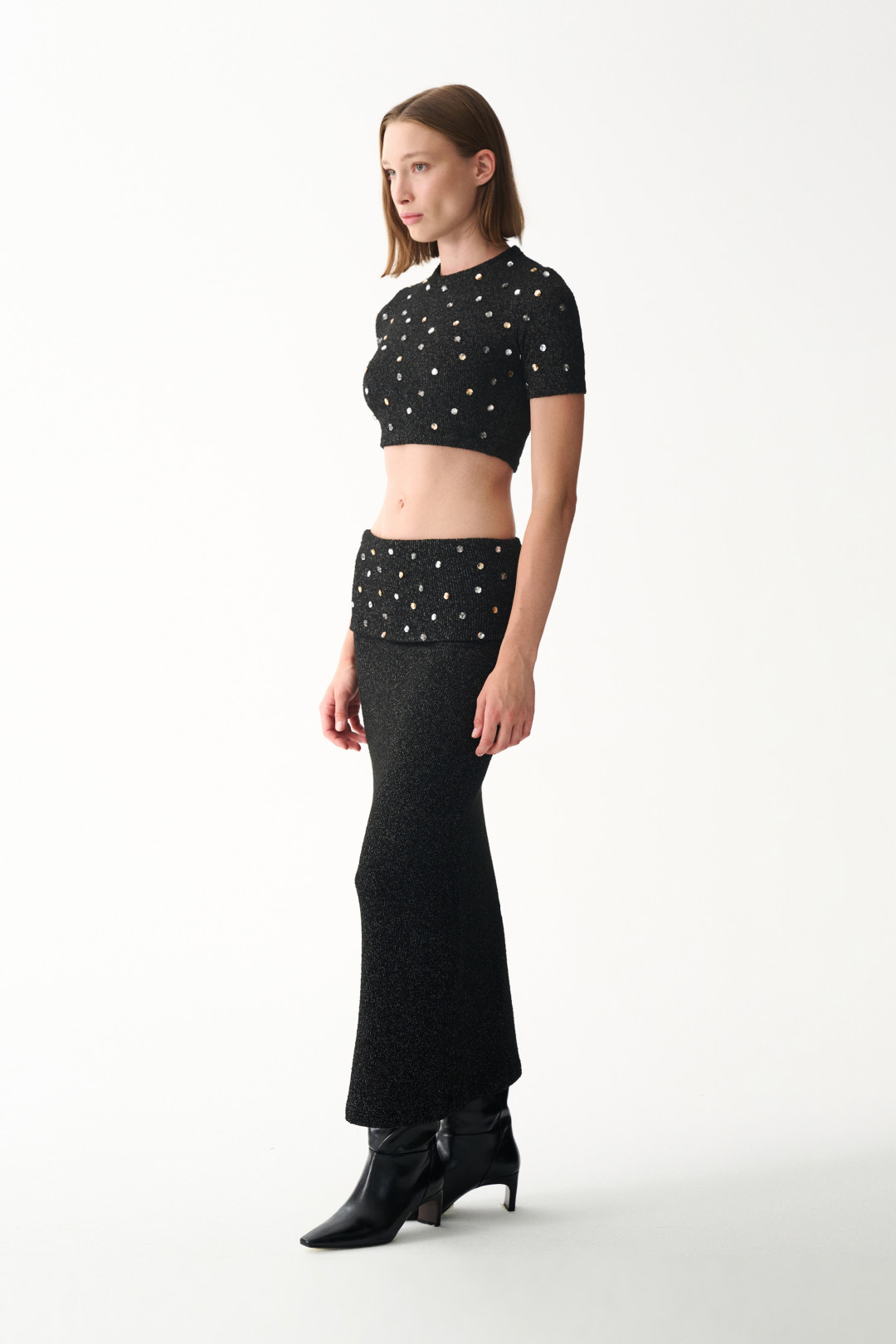 LENA SKIRT / BLACK STONED by NAIA on curated-crowd.com