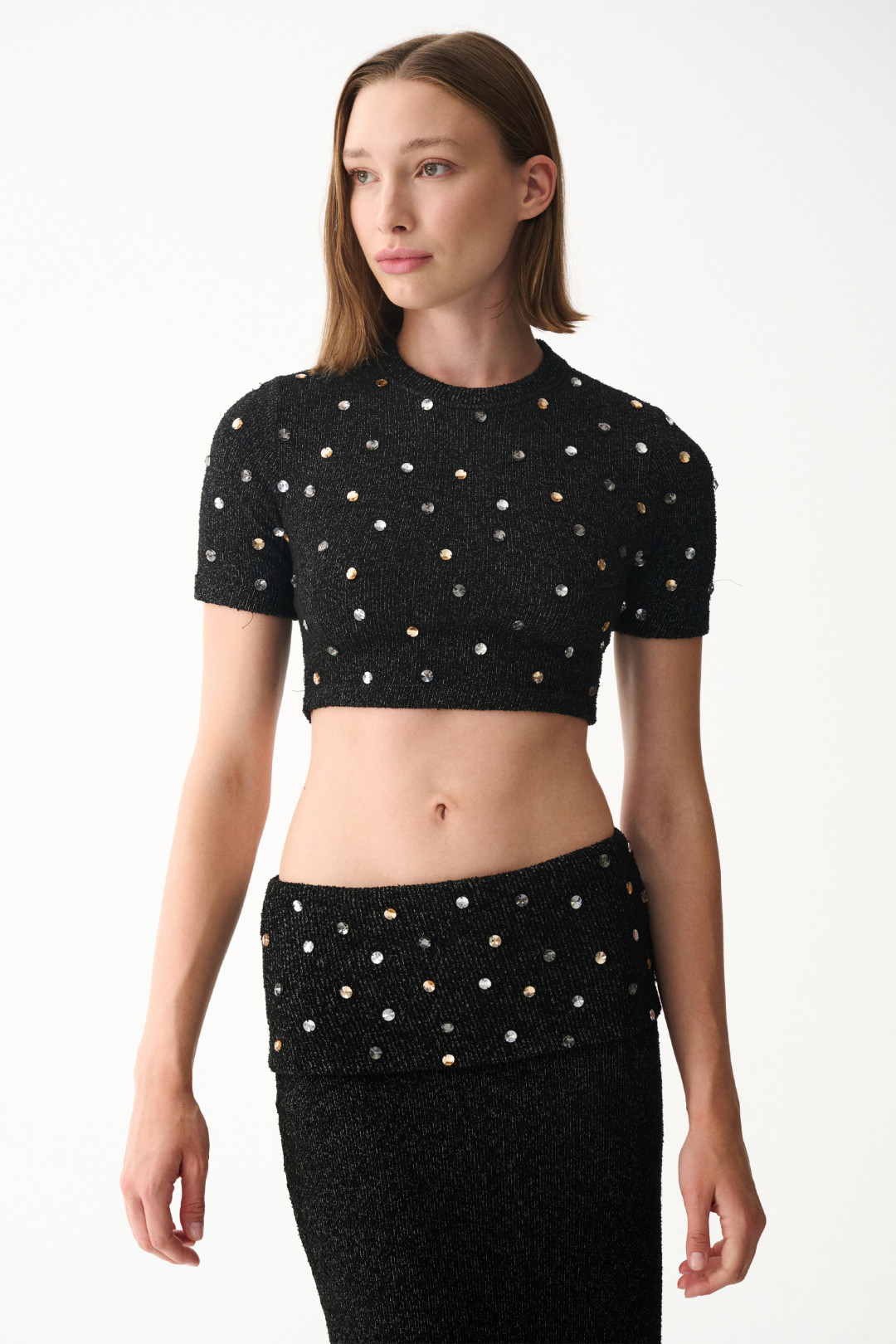 LENA SKIRT / BLACK STONED by NAIA on curated-crowd.com