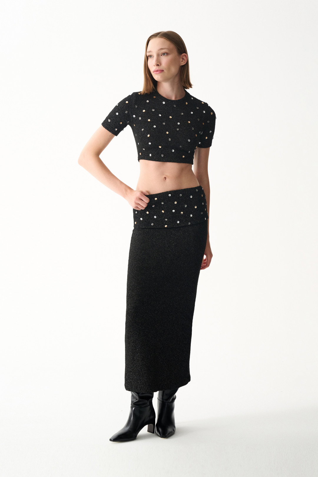 LENA SKIRT / BLACK STONED by NAIA on curated-crowd.com