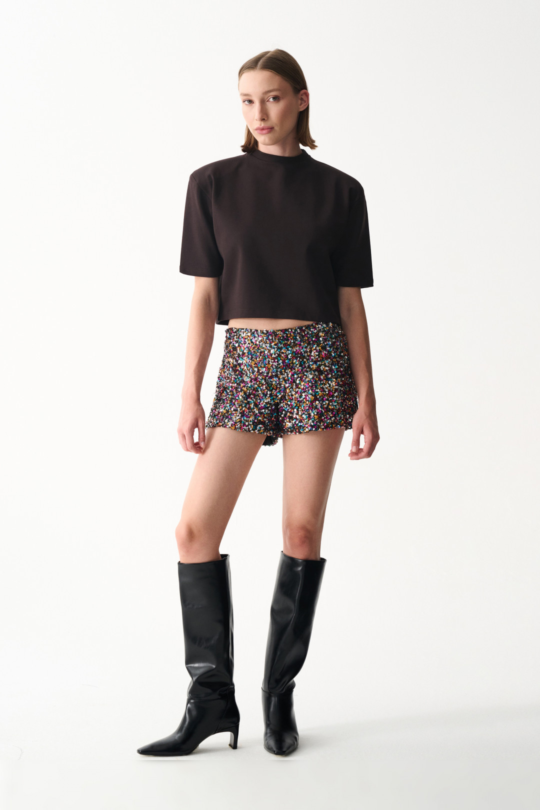 LULU SHORTS / BLACK SEQUIN by NAIA on curated-crowd.com