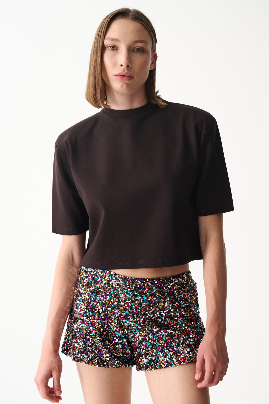 LULU SHORTS / BLACK SEQUIN by NAIA on curated-crowd.com