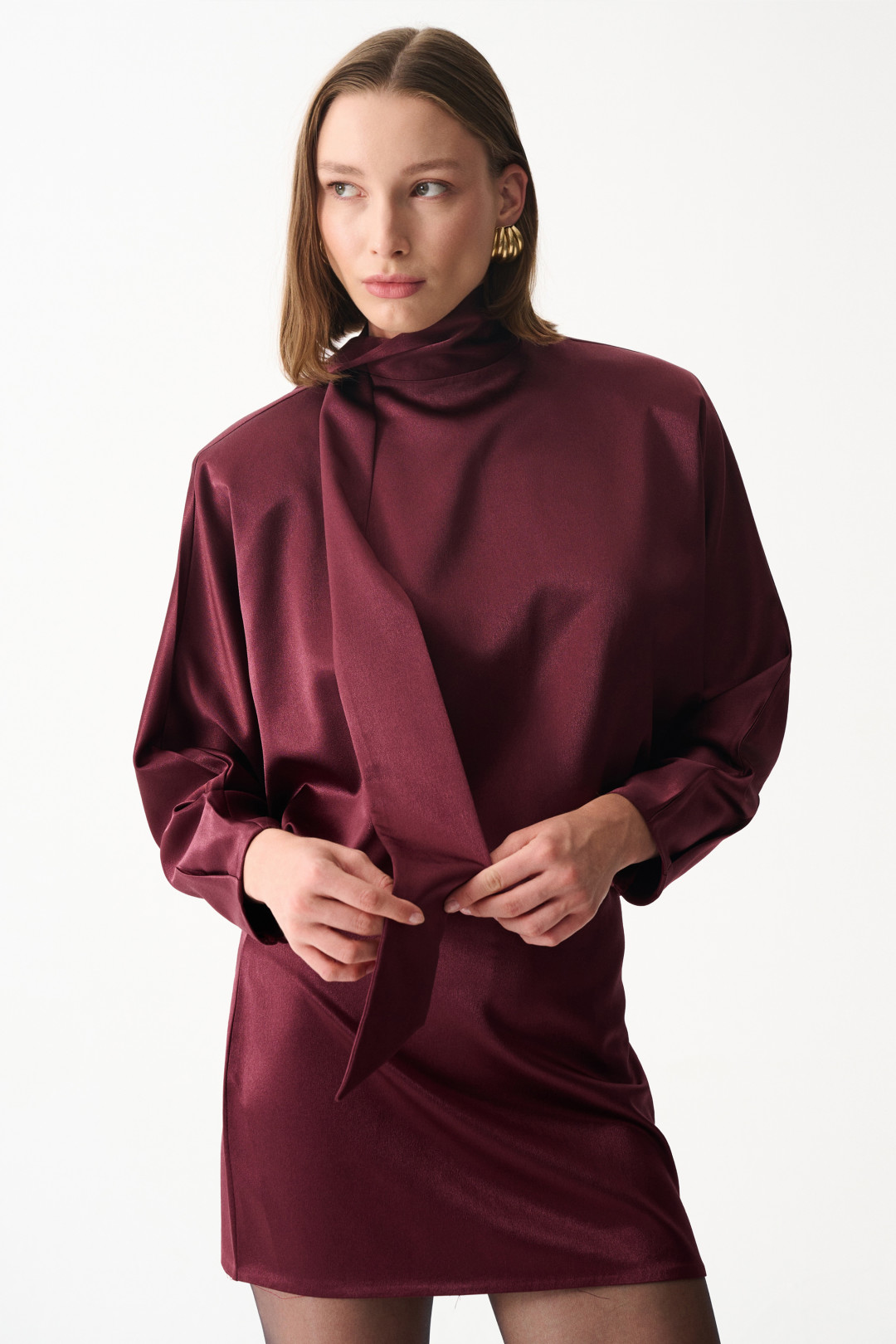 AMORE SATIN DRESS / BORDEAUX by NAIA on curated-crowd.com