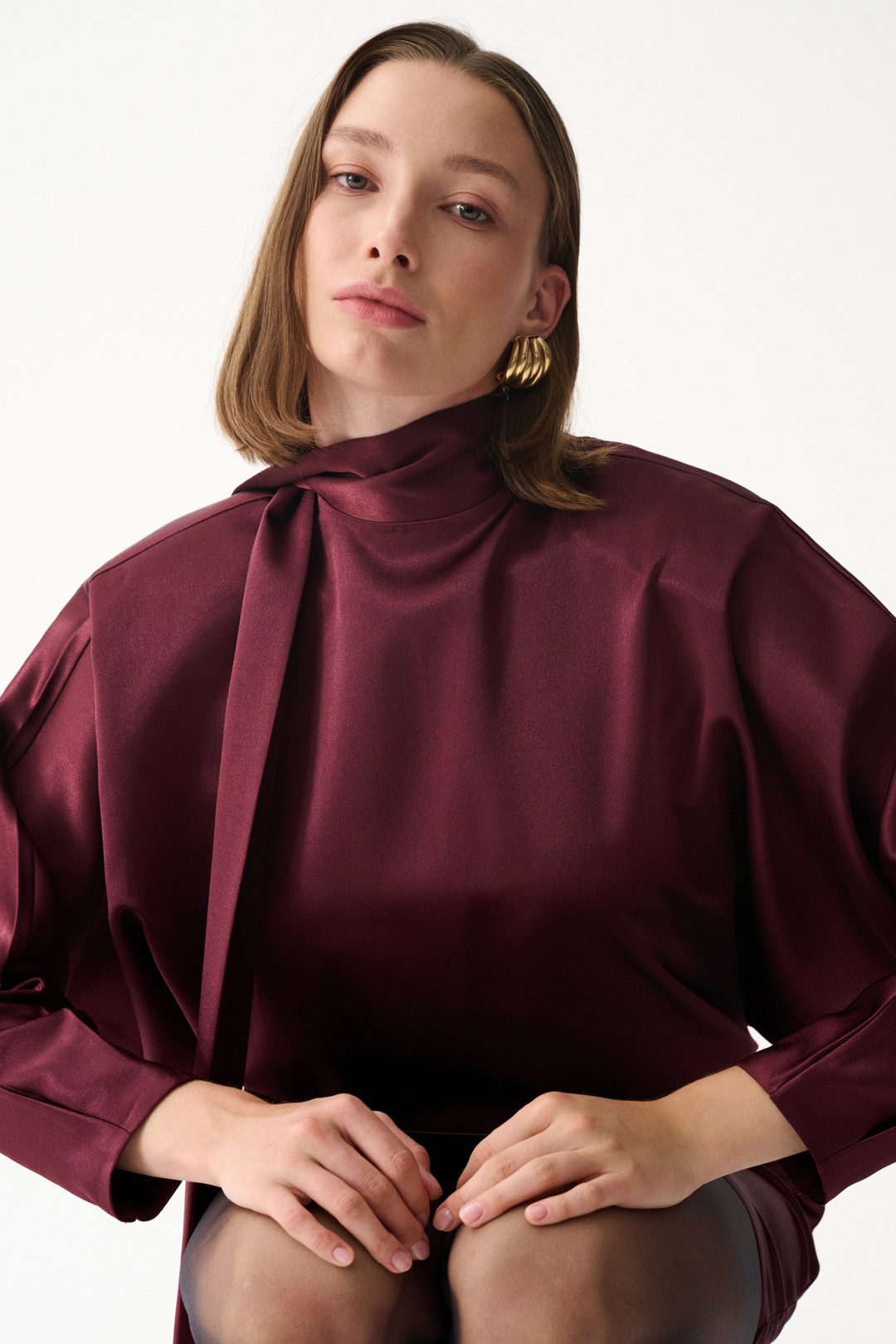 AMORE SATIN DRESS / BORDEAUX by NAIA on curated-crowd.com