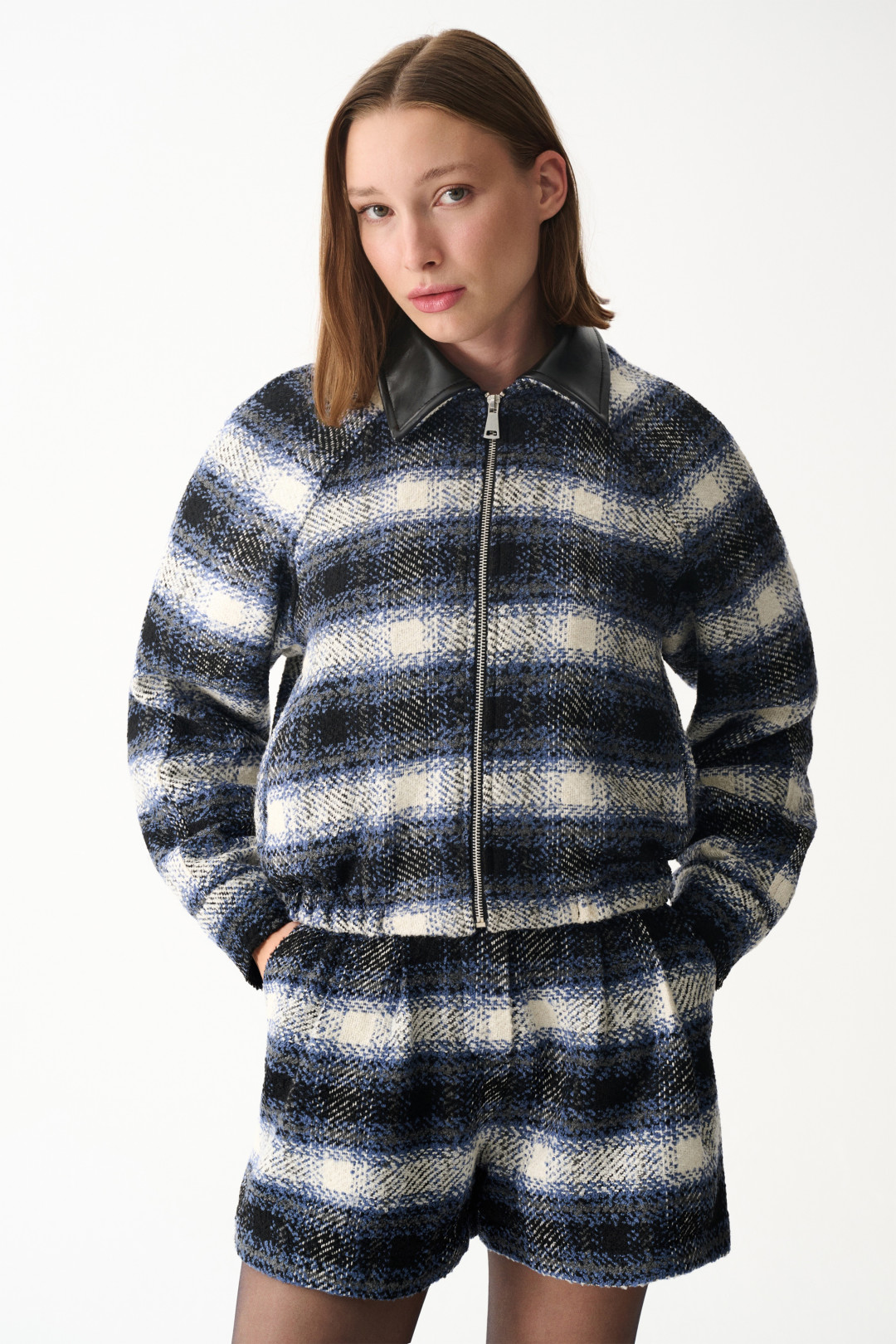 INDIGO JACKET /NAVY BLUE PLAID by NAIA on curated-crowd.com