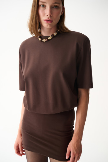 MIU T-SHIRT DRESS / BROWN by NAIA on curated-crowd.com