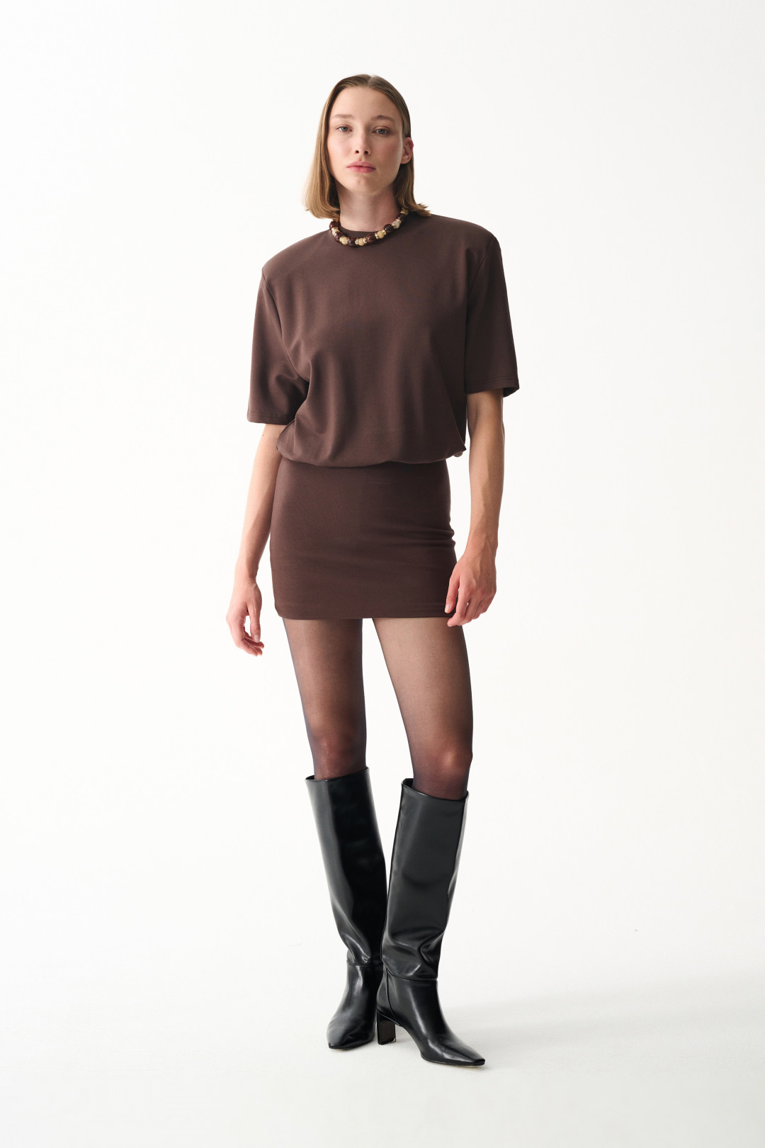 MIU T-SHIRT DRESS / BROWN by NAIA on curated-crowd.com