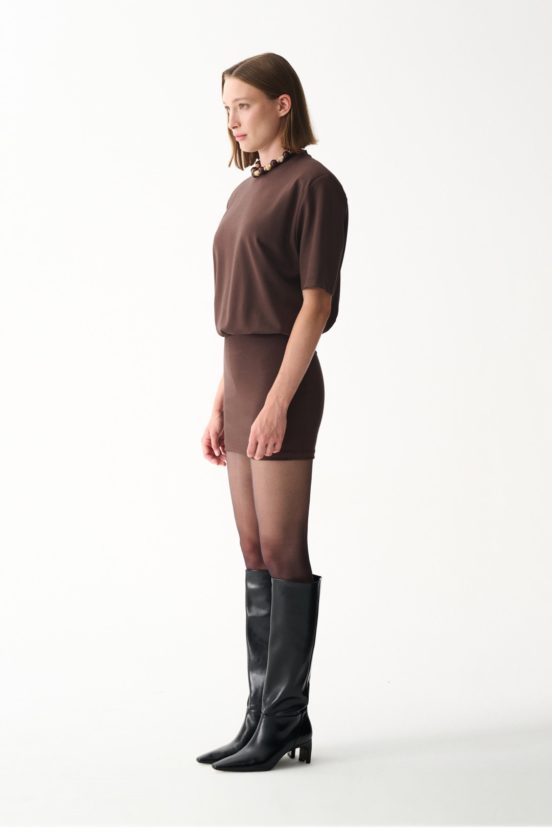 MIU T-SHIRT DRESS / BROWN by NAIA on curated-crowd.com