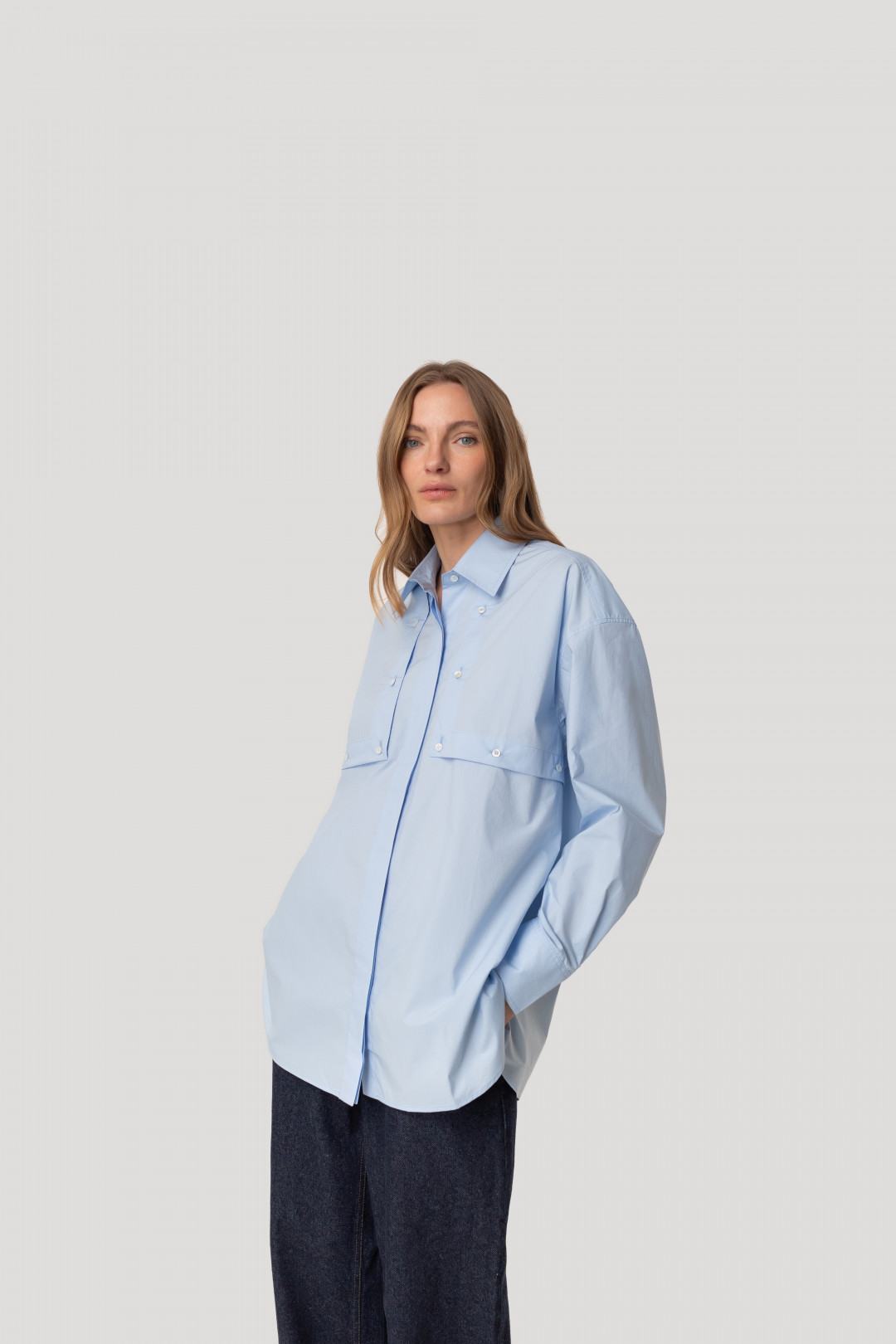 Flap Pocket Poplin Shirt by Inner Tiger on curated-crowd.com