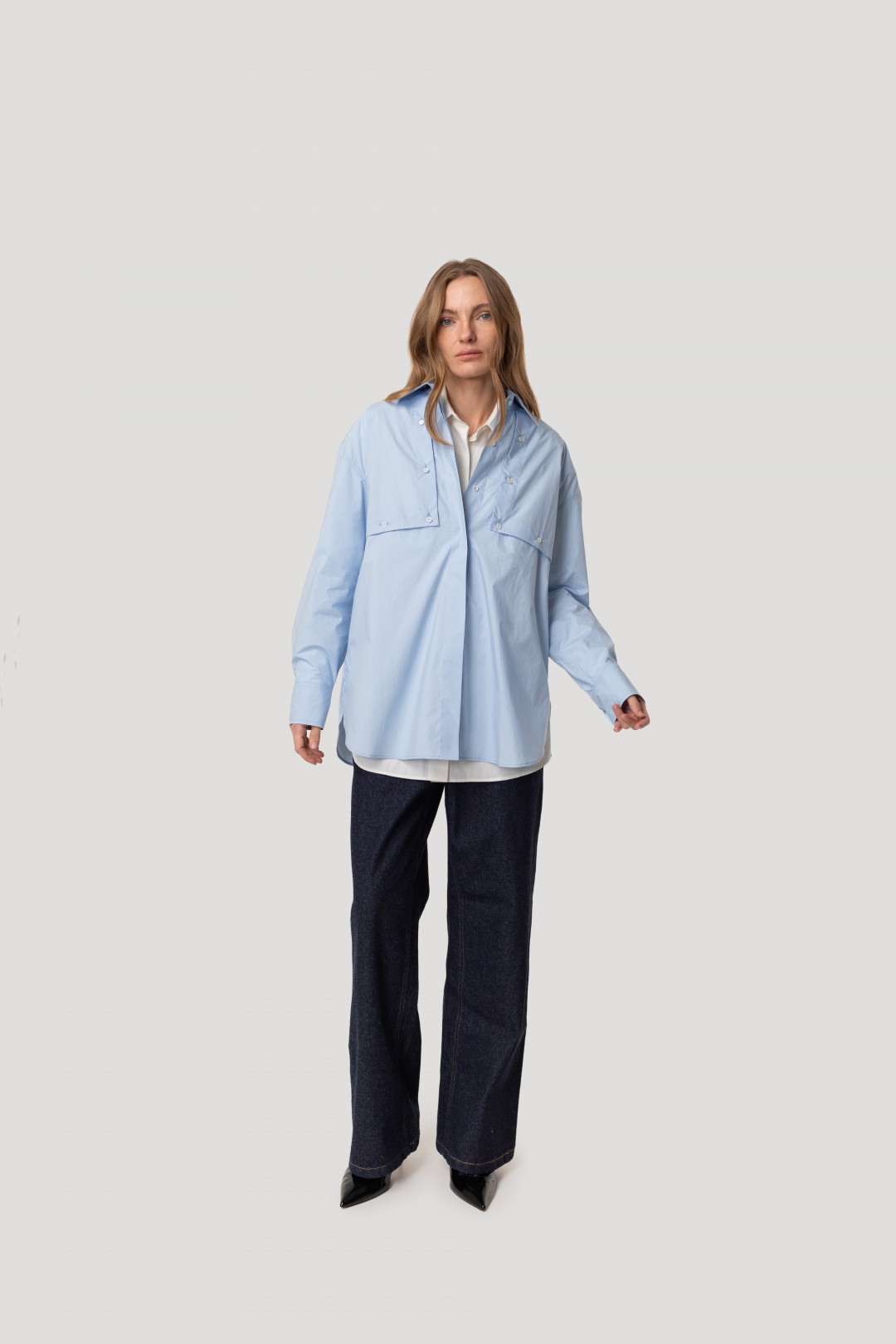 Flap Pocket Poplin Shirt by Inner Tiger on curated-crowd.com