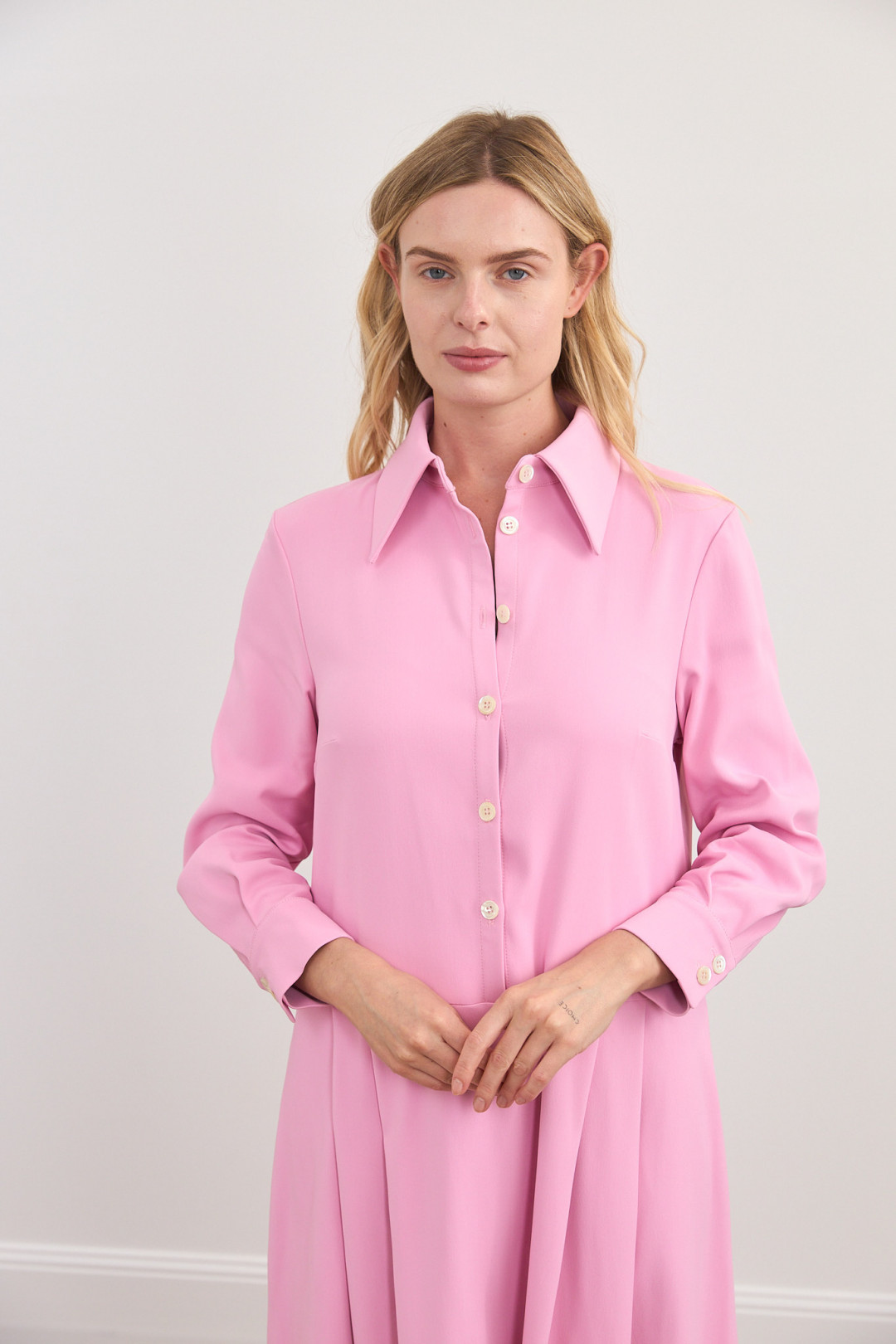 Powder Pink Dress by Inner Tiger on curated-crowd.com