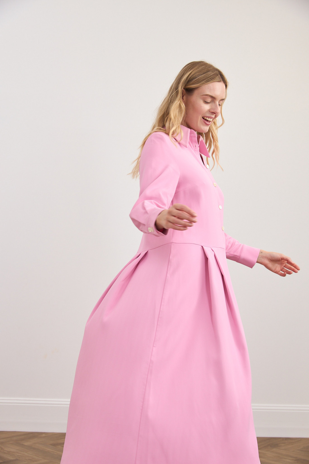 Powder Pink Dress by Inner Tiger on curated-crowd.com