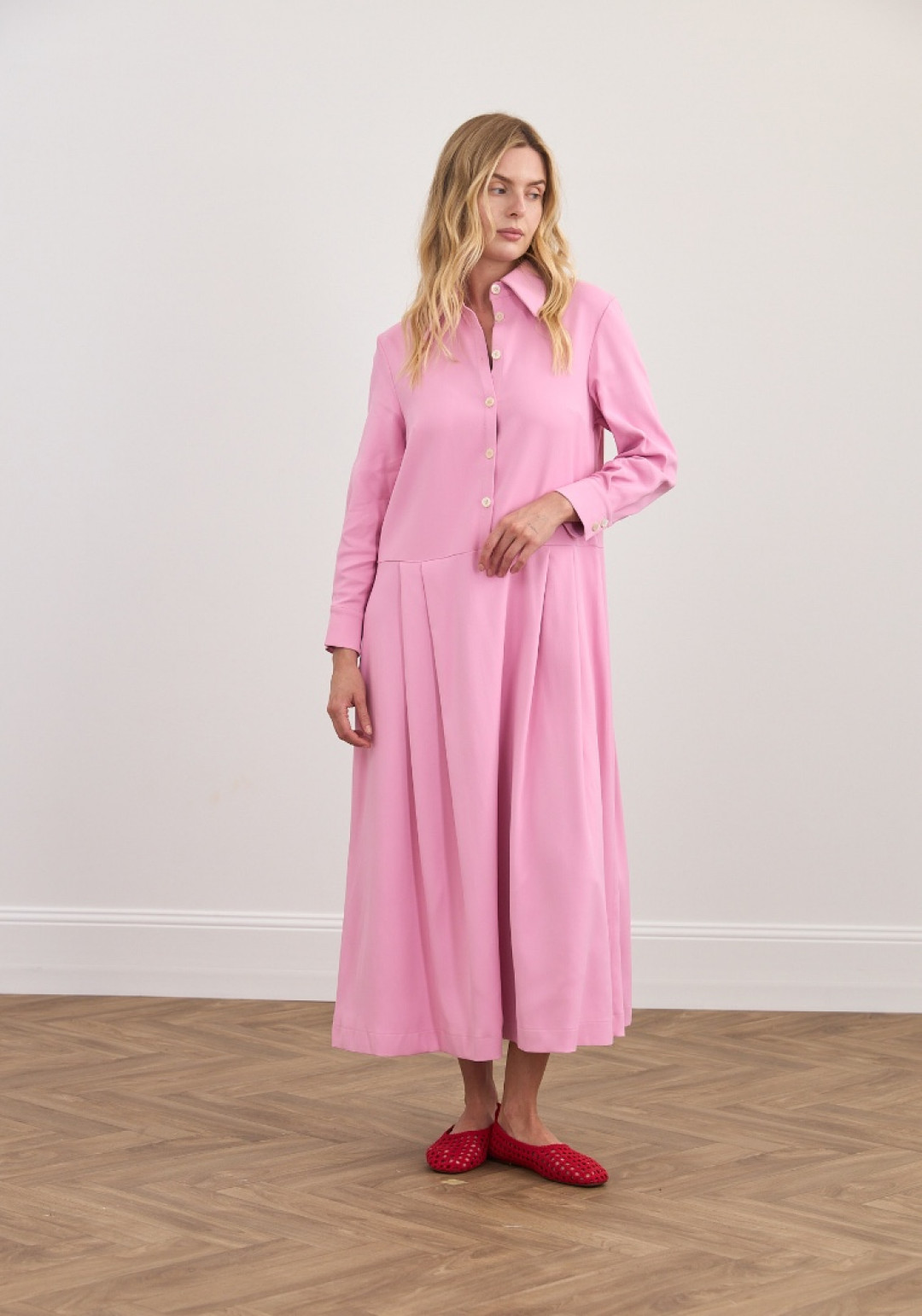 Powder Pink Dress by Inner Tiger on curated-crowd.com