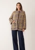 Dogtooth Checked Coat in Melon Yellow and Americano Brown by LOOP Cashmere on curated-crowd.com