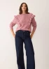 Silk and Cashmere Frilled Sweater in Sugary Pink by LOOP Cashmere on curated-crowd.com
