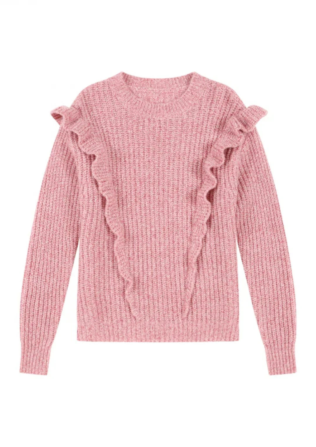Silk and Cashmere Frilled Sweater in Sugary Pink by LOOP Cashmere on curated-crowd.com