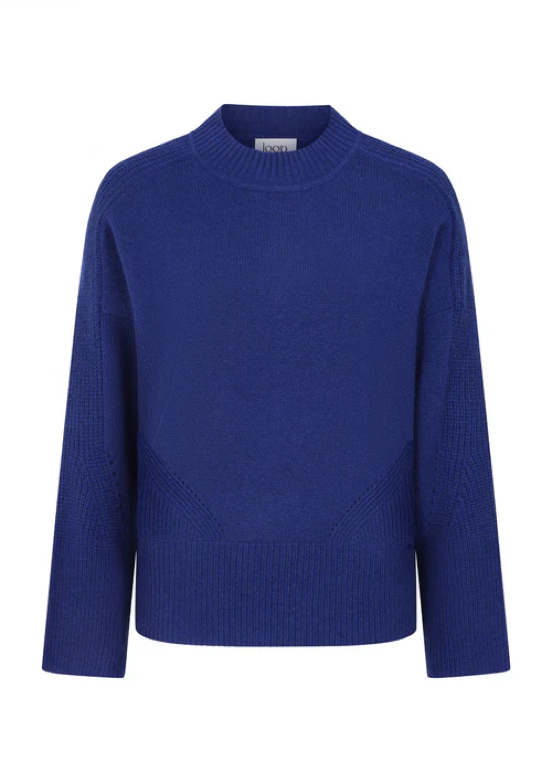 Ribbed Detail Lofty Crew Sweatshirt in Sodalite Blue by LOOP Cashmere on curated-crowd.com