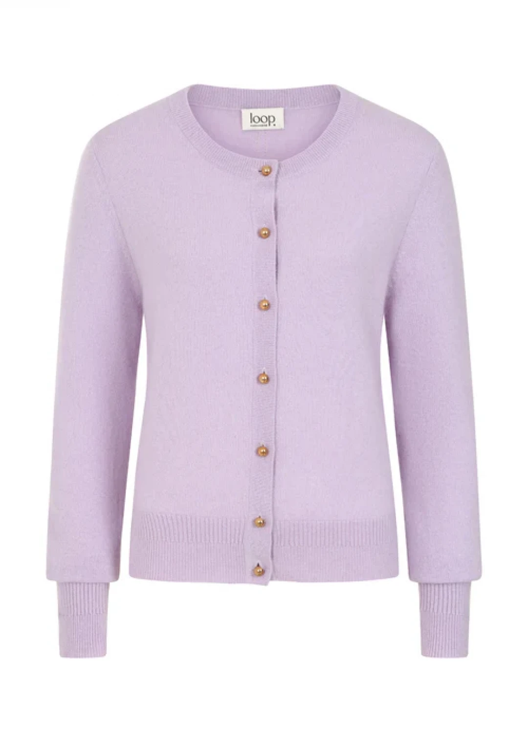 Cashmere Crew Cardigan in Siberian Lilac by LOOP Cashmere on curated-crowd.com