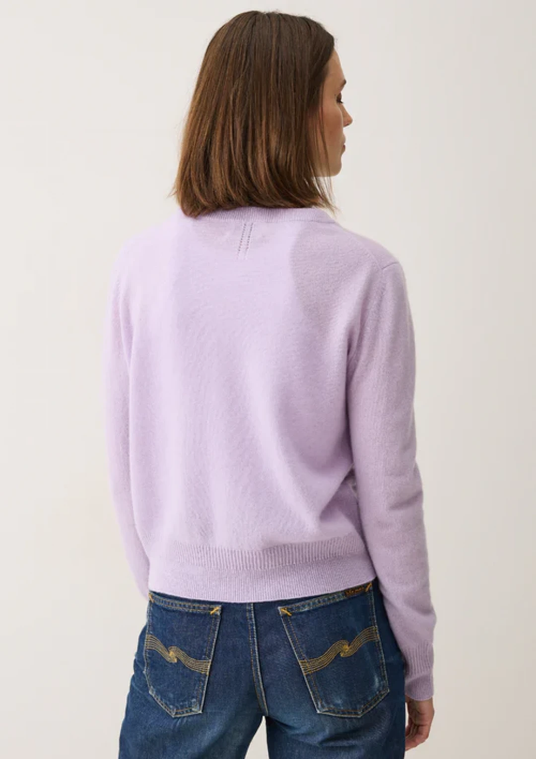 Cashmere Crew Cardigan in Siberian Lilac by LOOP Cashmere on curated-crowd.com