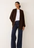 Ribbed Detail Edge to Edge Cardigan in Americano Brown by LOOP Cashmere on curated-crowd.com