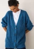 Silk and Cashmere Boyfriend Cardigan in Bonito Blue by LOOP Cashmere on curated-crowd.com