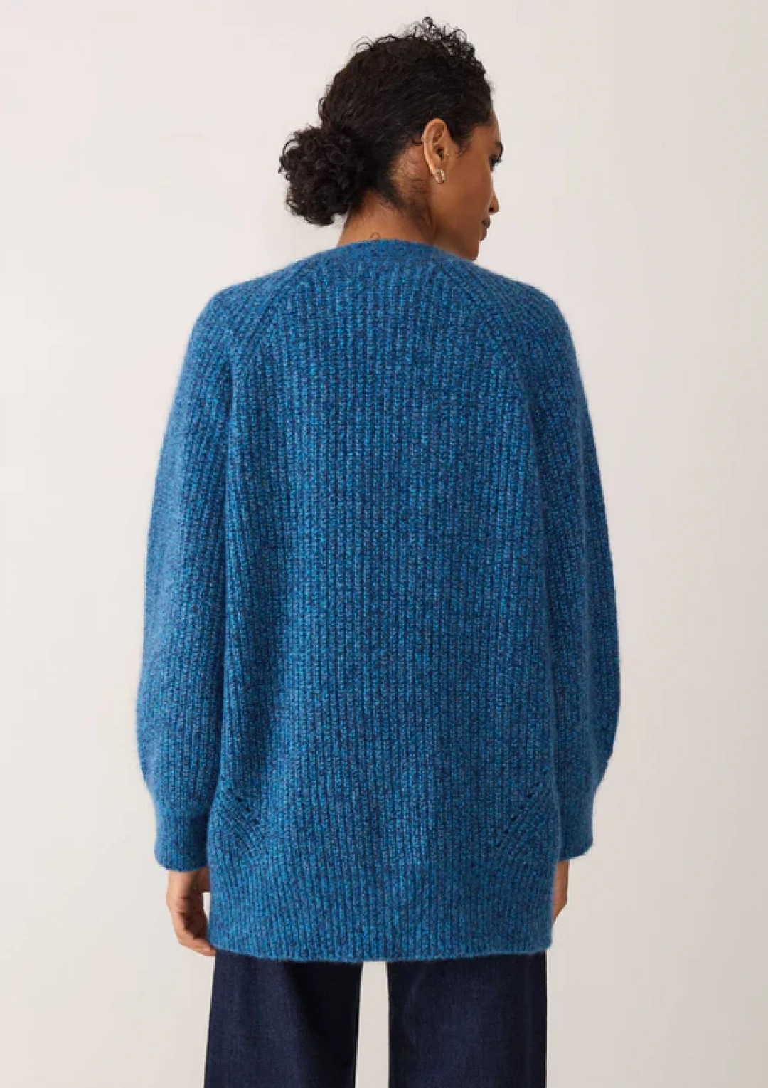Silk and Cashmere Boyfriend Cardigan in Bonito Blue by LOOP Cashmere on curated-crowd.com