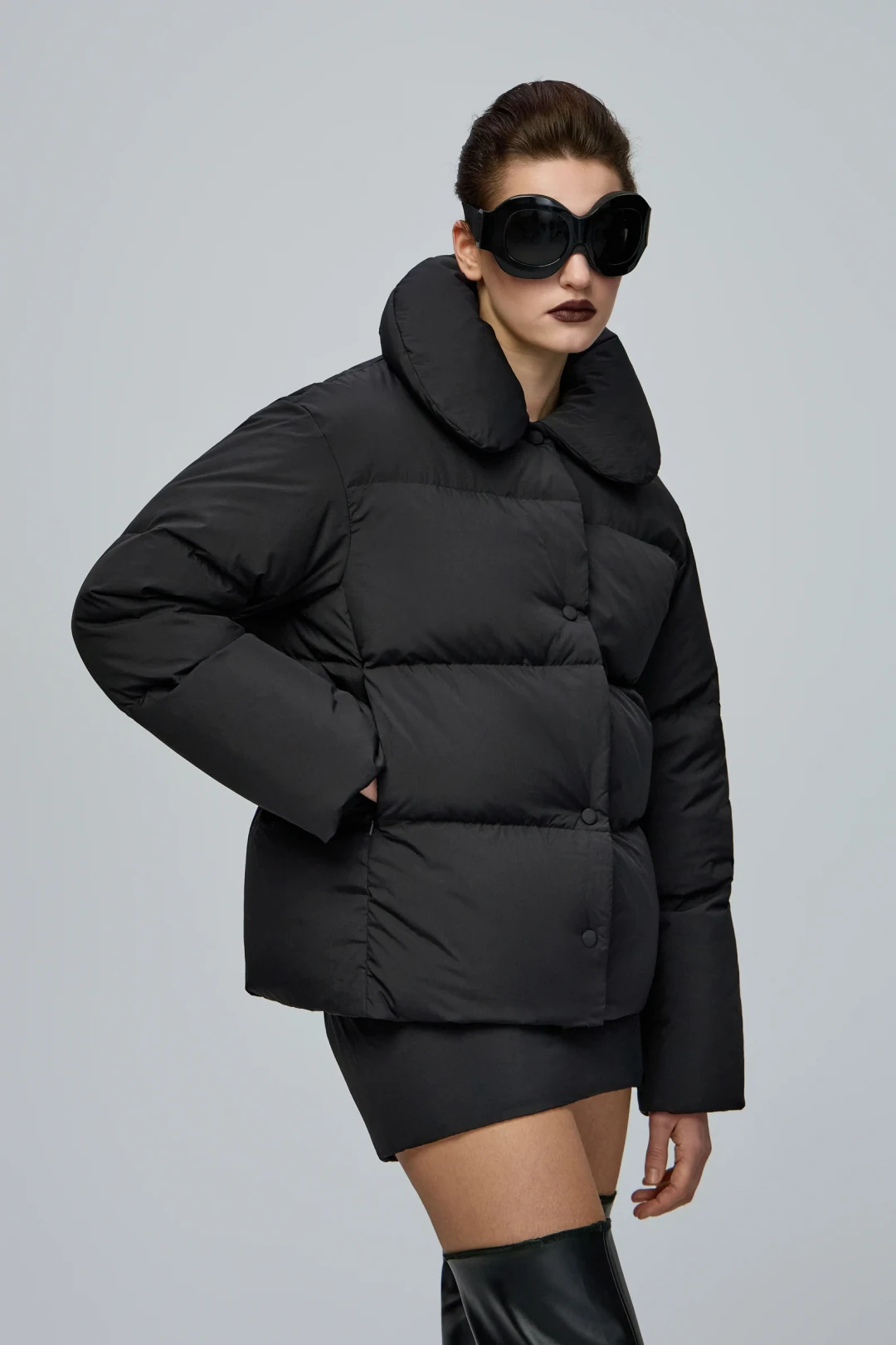 A4 Black Puffer Jacket by THE WARM on curated-crowd.com