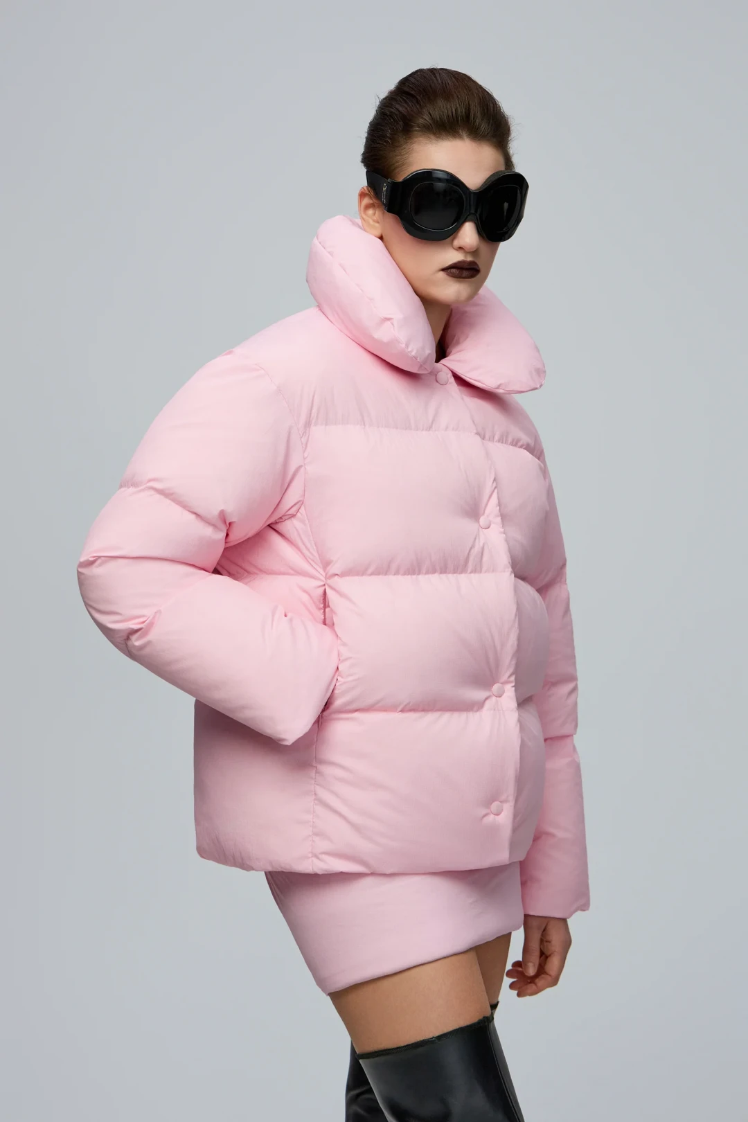 A4 Pink Puffer Jacket by THE WARM on curated-crowd.com