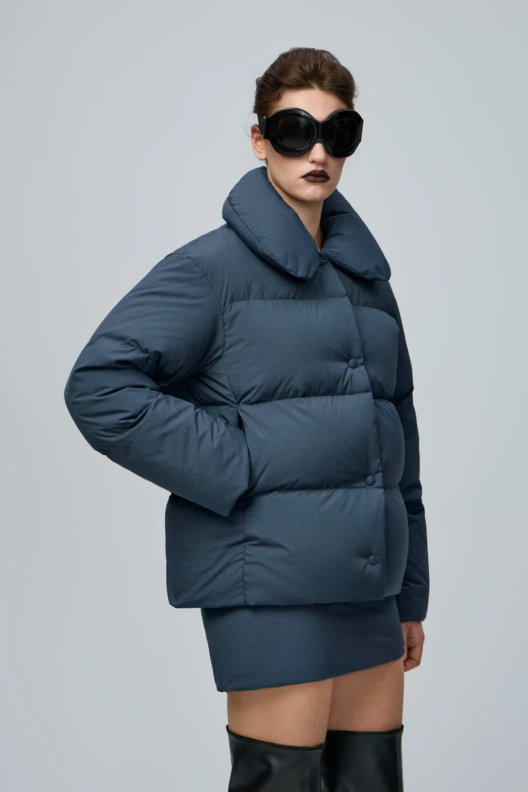 A4 Navy Puffer Jacket by THE WARM on curated-crowd.com