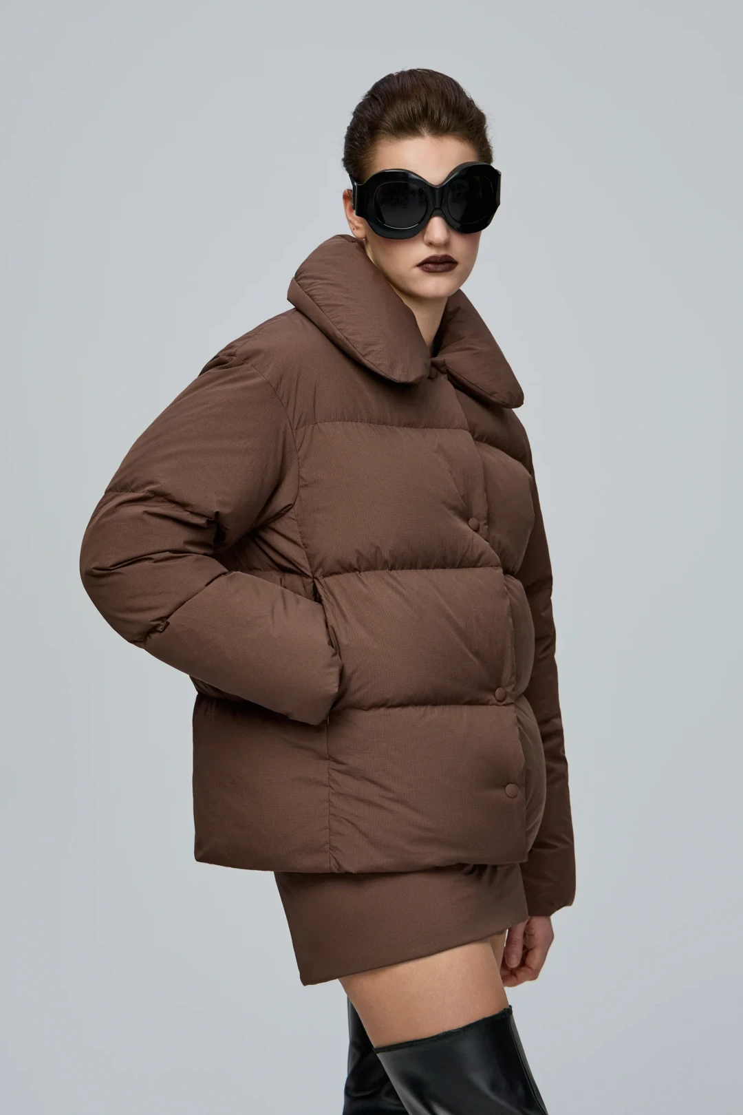 A4 Brown Puffer Jacket by THE WARM on curated-crowd.com