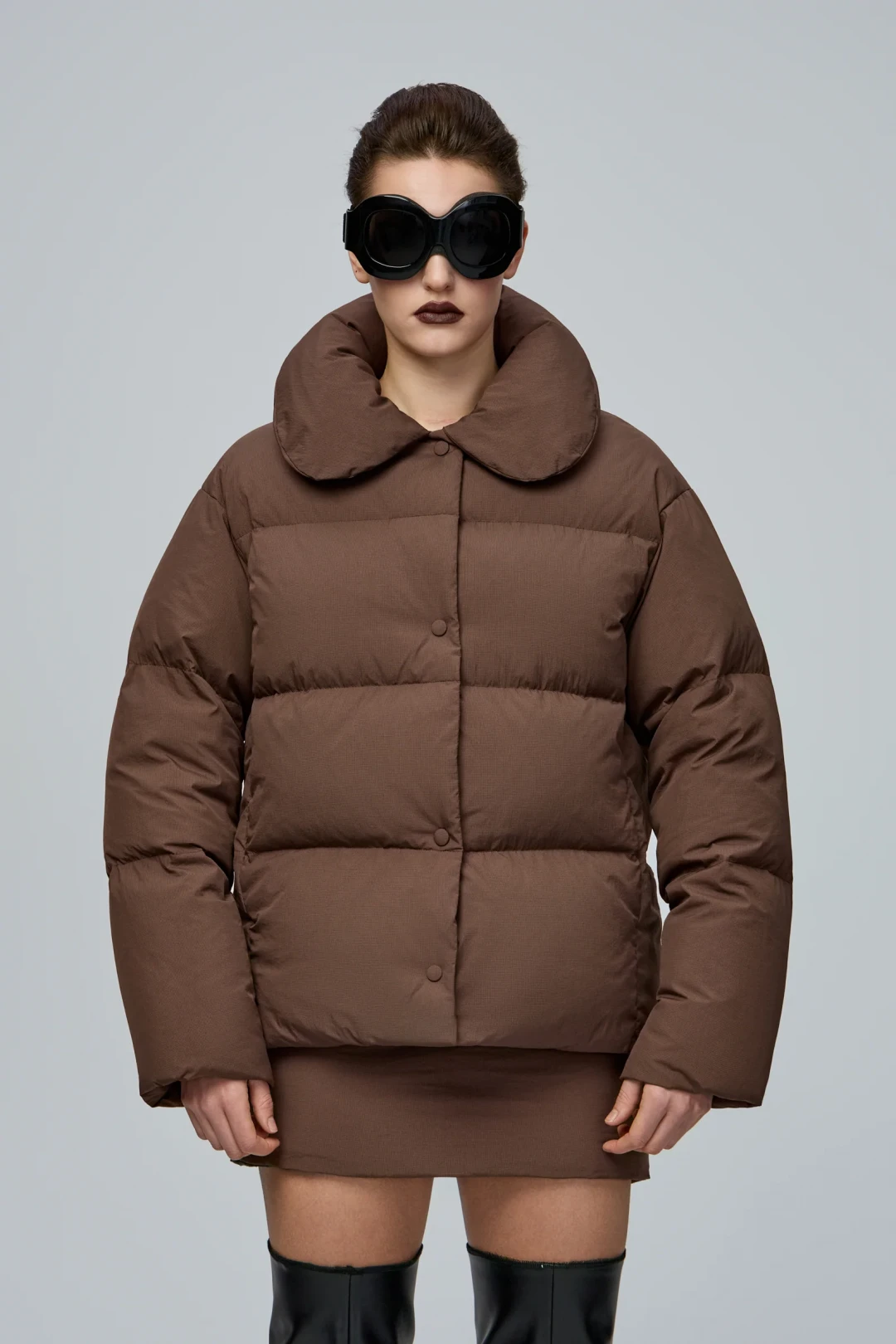 A4 Brown Puffer Jacket by THE WARM on curated-crowd.com