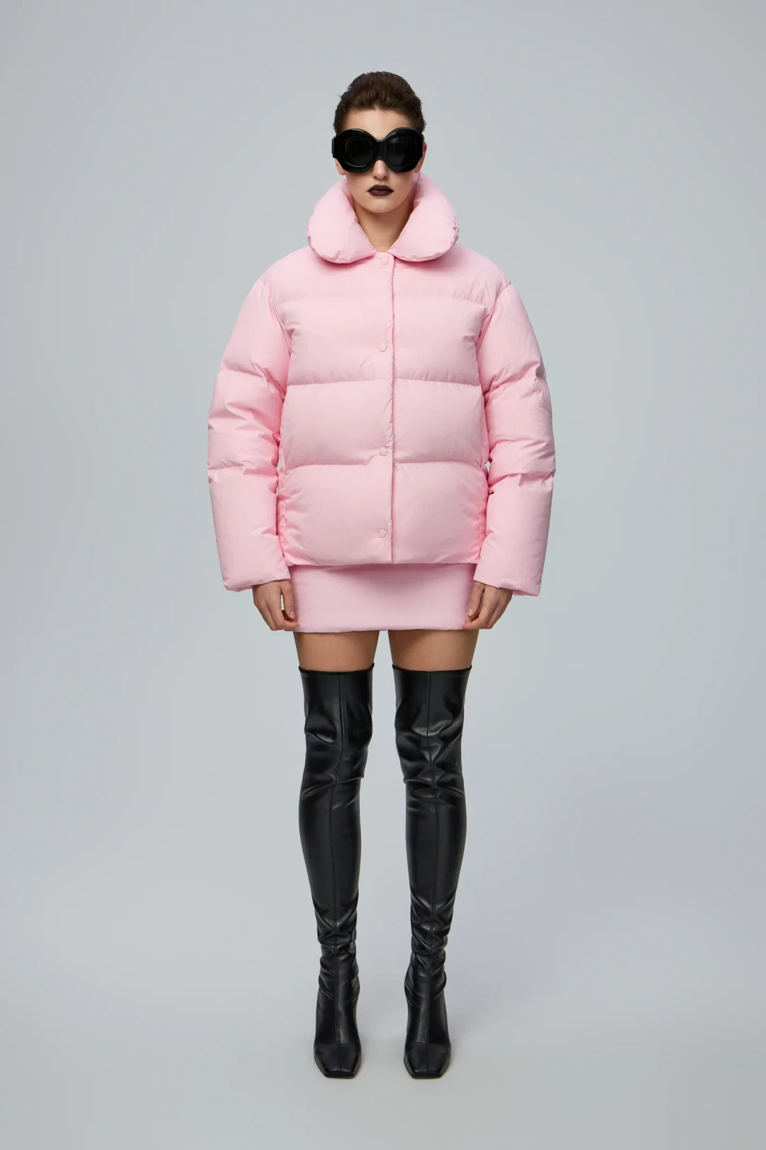 A4 Pink Puffer Jacket by THE WARM on curated-crowd.com