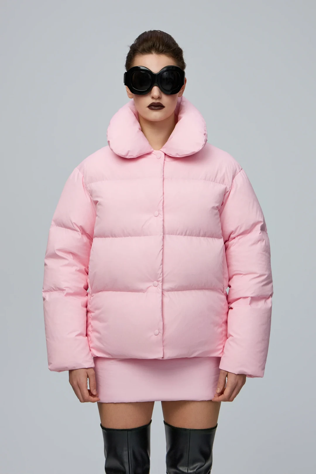 A4 Pink Puffer Jacket by THE WARM on curated-crowd.com
