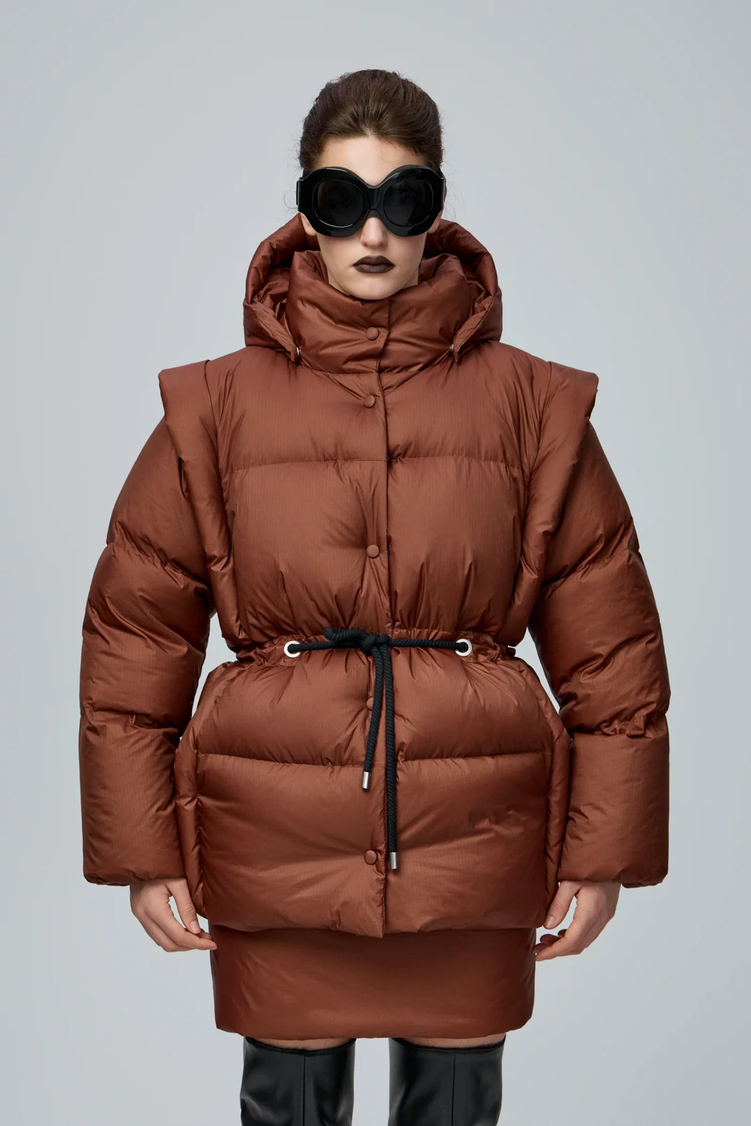 Puffer Vest Bronze Jacket by THE WARM on curated-crowd.com