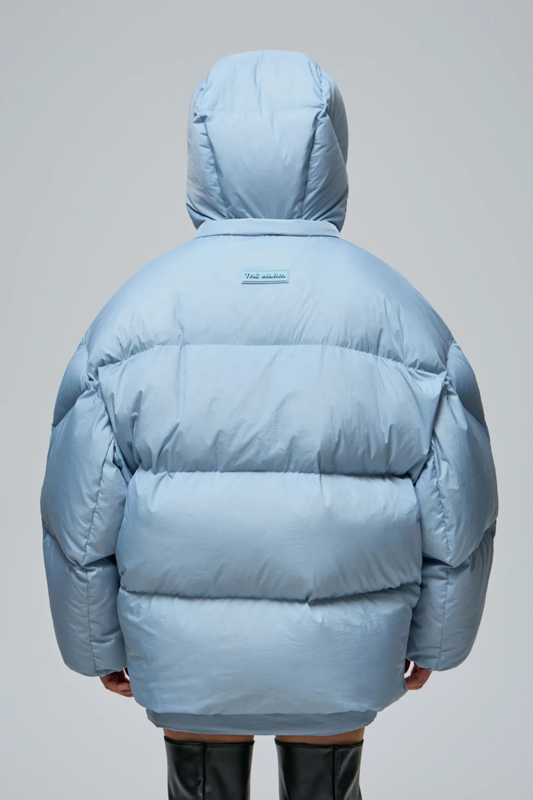DNK Sky Blue Puffer Jacket by THE WARM on curated-crowd.com