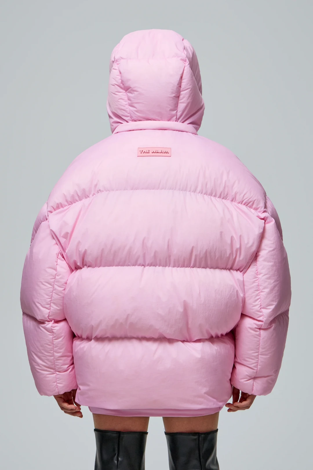 DNK Sky Pink Puffer Jacket by THE WARM on curated-crowd.com