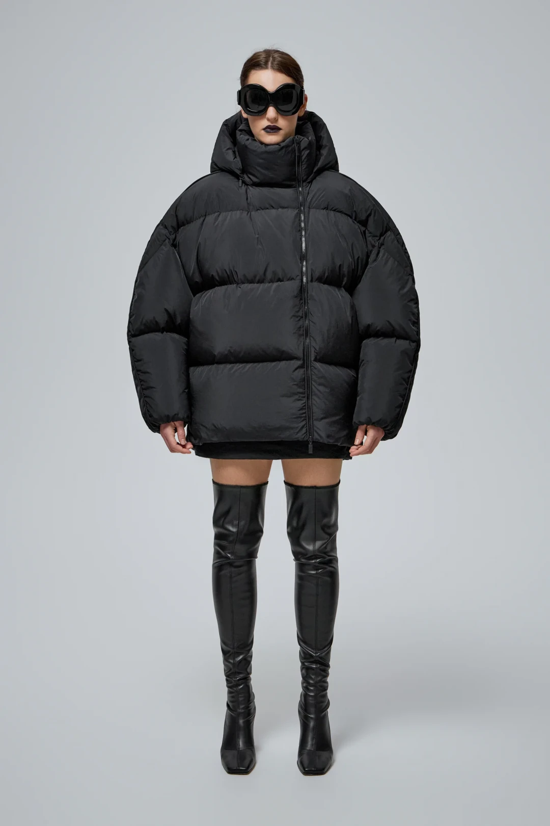DNK Black Puffer Jacket by THE WARM on curated-crowd.com