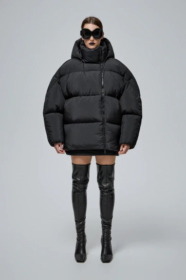 DNK Black Puffer Jacket by THE WARM on curated-crowd.com