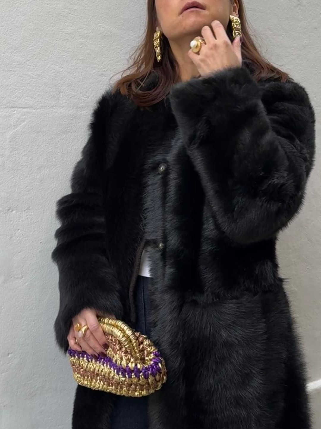 Vivage Toscana Shearling in Black by Curated Crowd Collective on curated-crowd.com