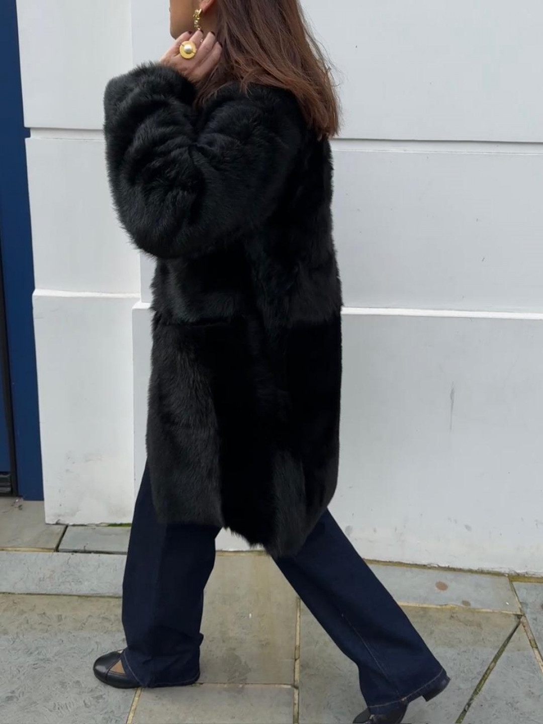 Vivage Toscana Shearling in Black by Curated Crowd Collective on curated-crowd.com