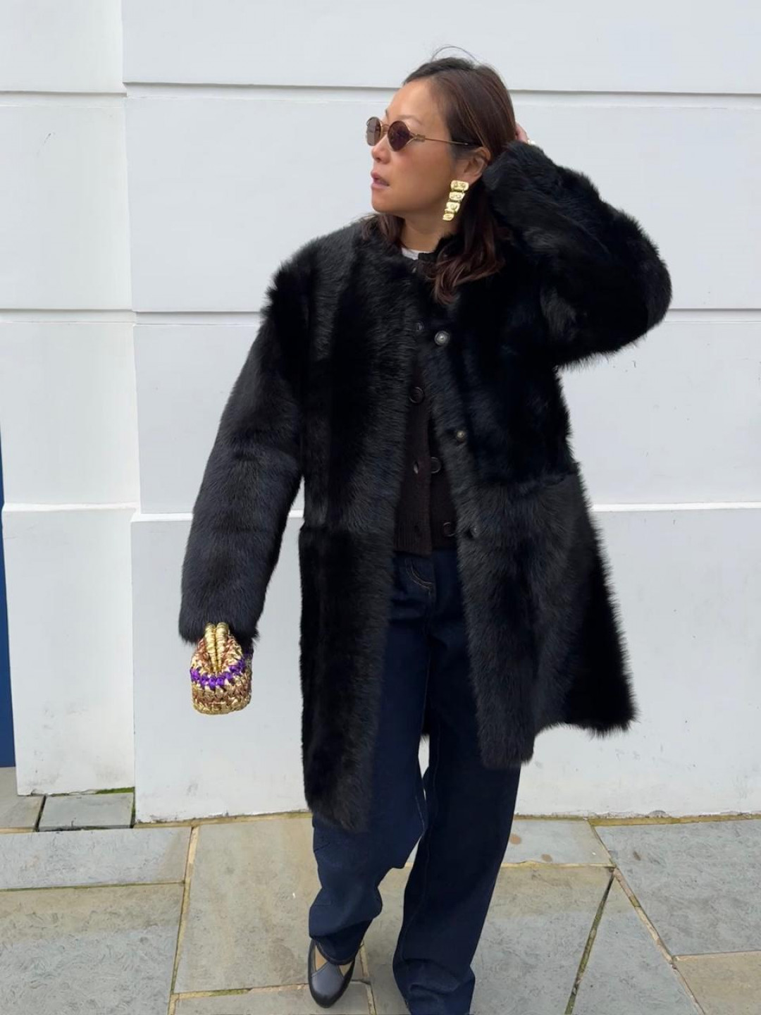 Vivage Toscana Shearling in Black by Curated Crowd Collective on curated-crowd.com