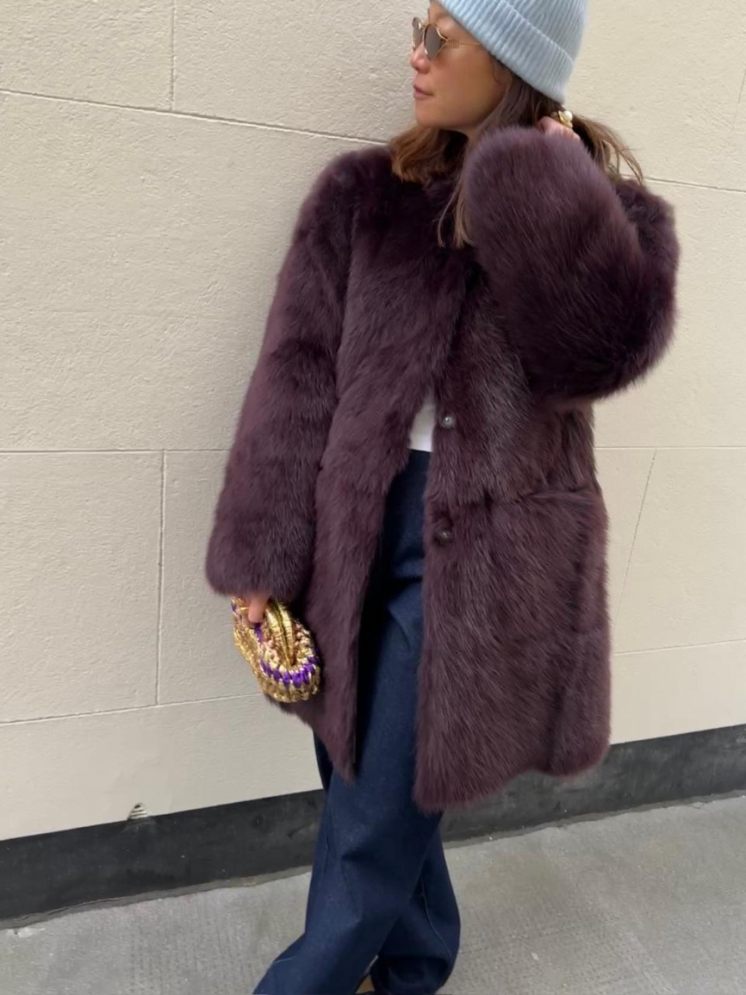 Vivage Toscana Shearling in Bordo by Curated Crowd Collective on curated-crowd.com